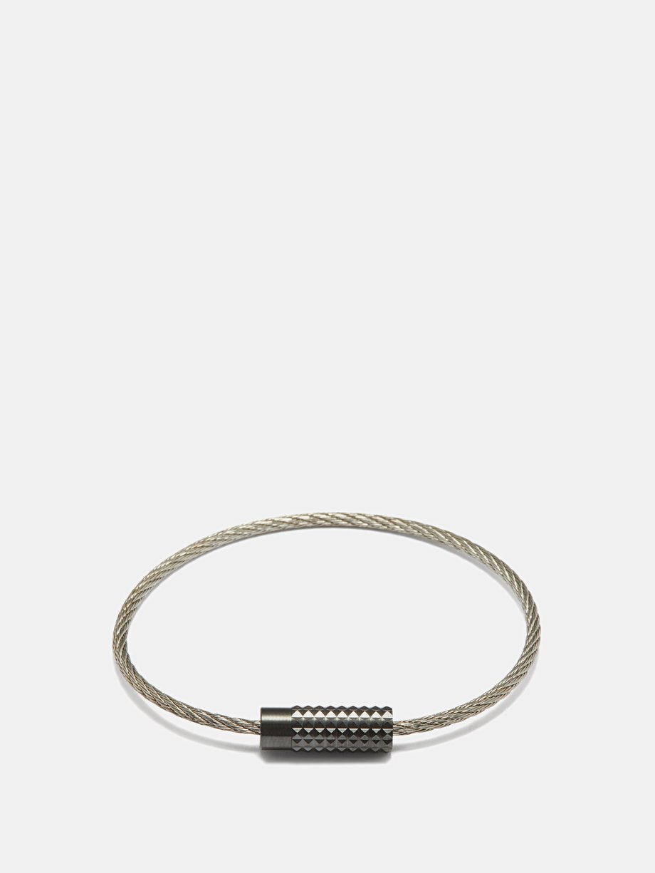 Silver 7g pyramid brushed-ceramic cable bracelet | Le Gramme |  MATCHESFASHION US