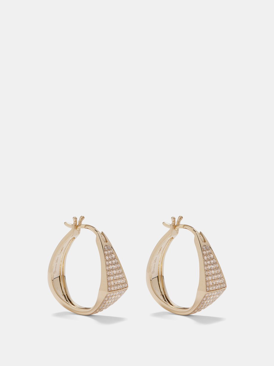 Yvonne Léon Diva diamond & 9kt gold hoop earrings