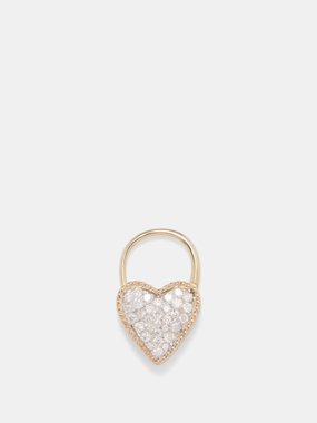 Yvonne Léon Heart Padlock diamond & 9kt gold single earring