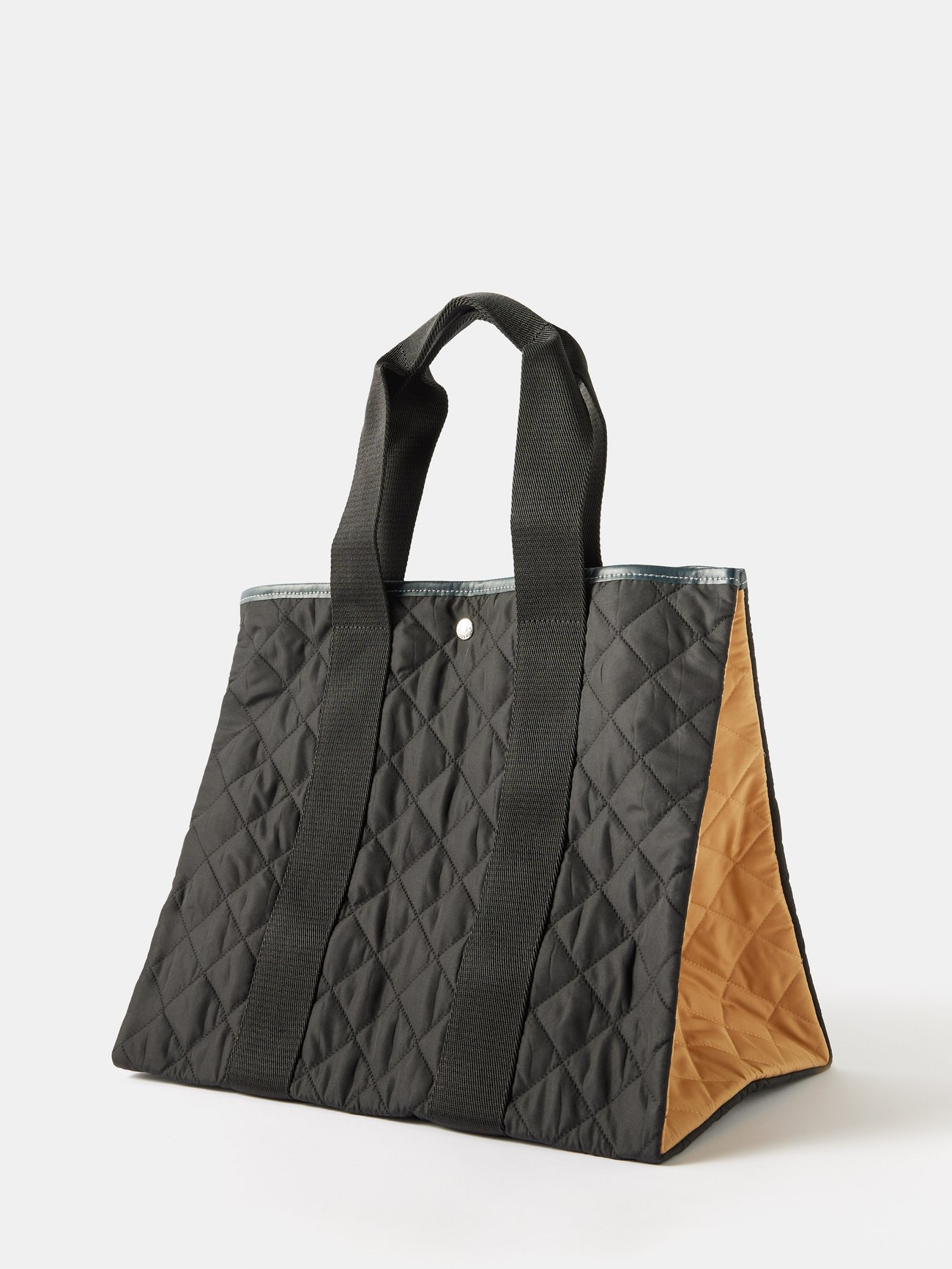 Black Traversee large quilted cotton-blend tote bag