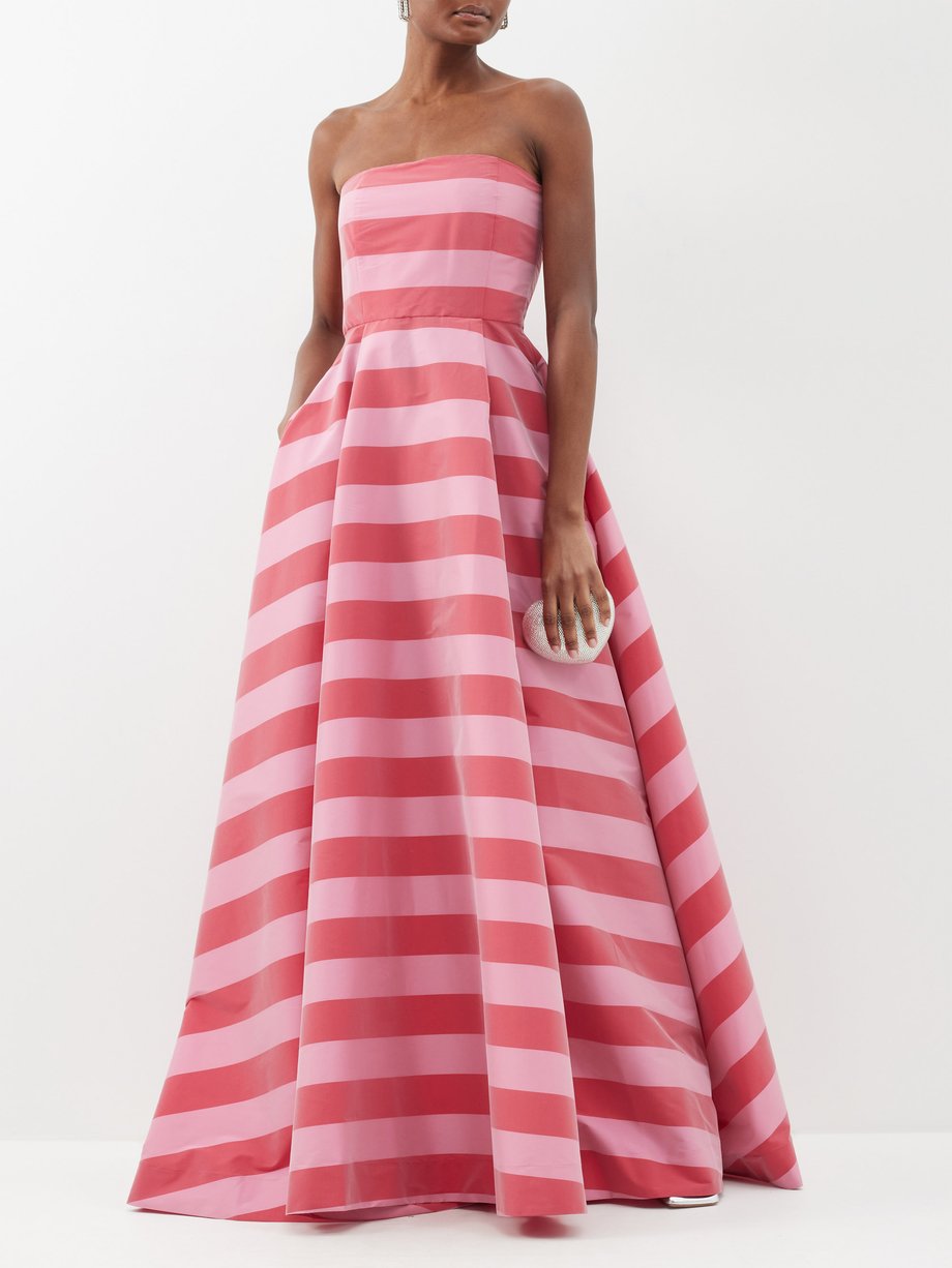 Red Isa striped taffeta gown | BERNADETTE | MATCHESFASHION US