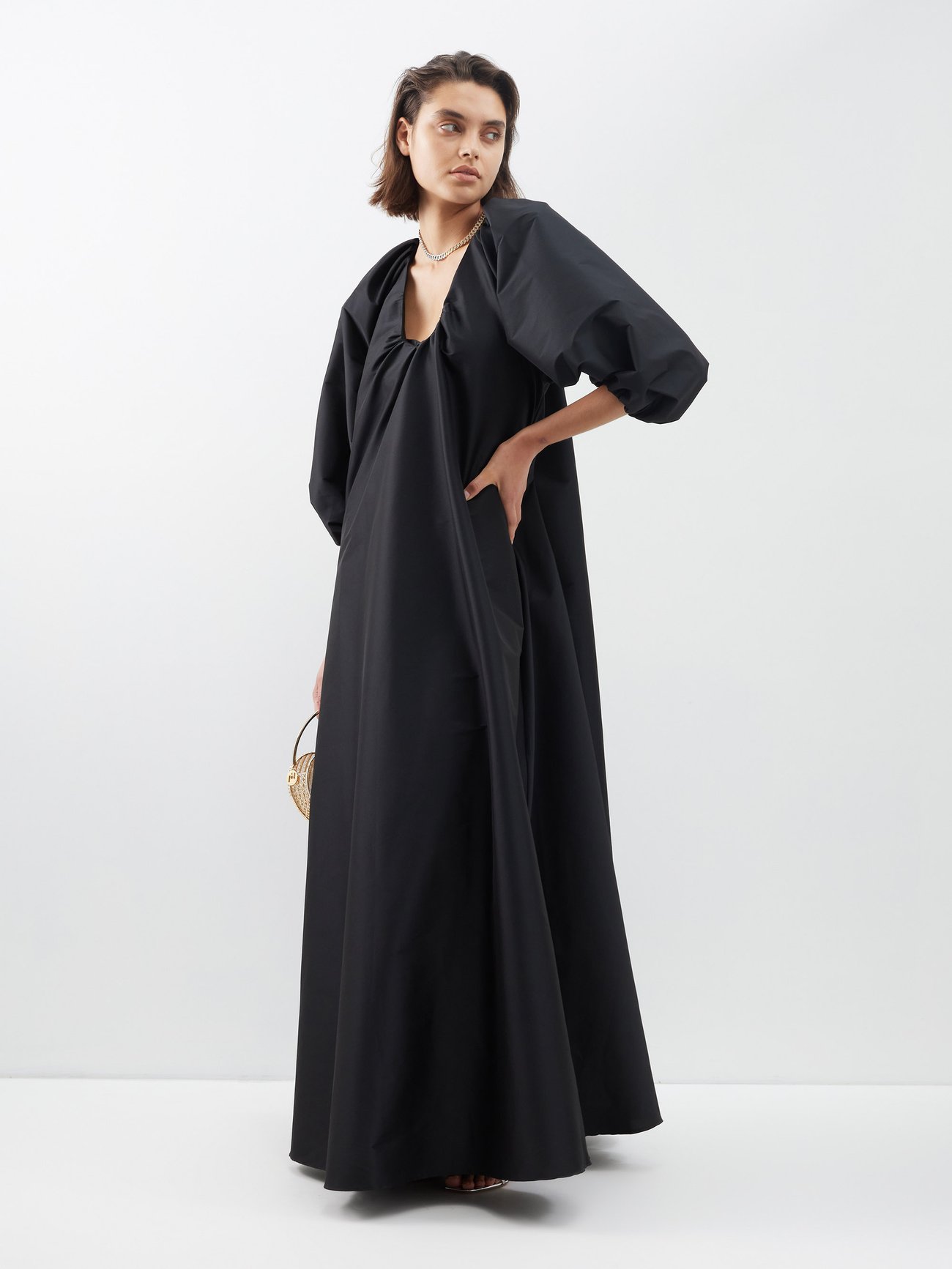 Black George balloon-sleeve taffeta maxi dress | BERNADETTE | MATCHES UK