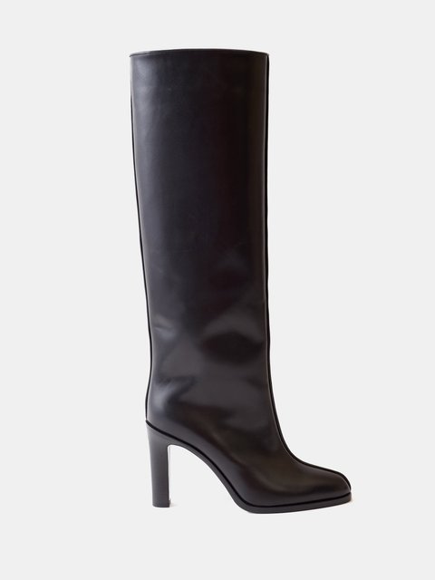 Black Wide Shaft 100 leather knee-high boots | The Row | MATCHES UK