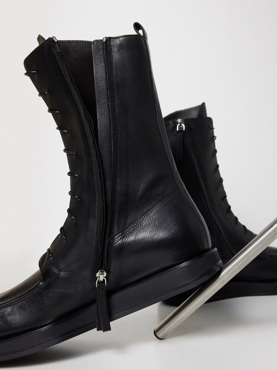 The Row Garden Leather Boots in Black