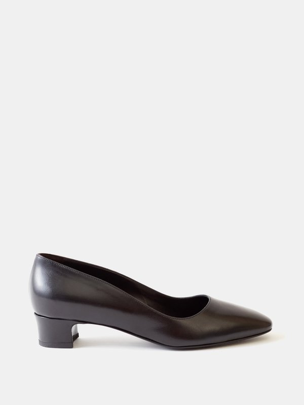 Black Luisa 35 block-heel leather pumps | The Row | MATCHES UK