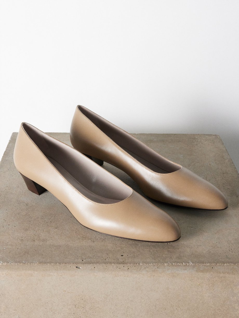 Beige Luisa 35 block-heel leather pumps | The Row | MATCHES UK