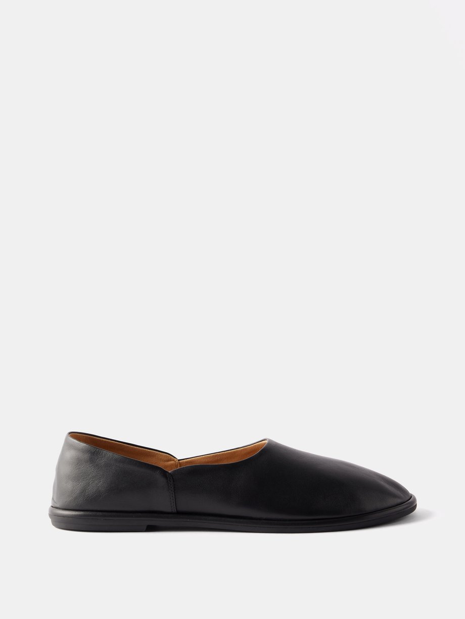 Black Canal collapsible-heel leather loafers | The Row | MATCHES UK