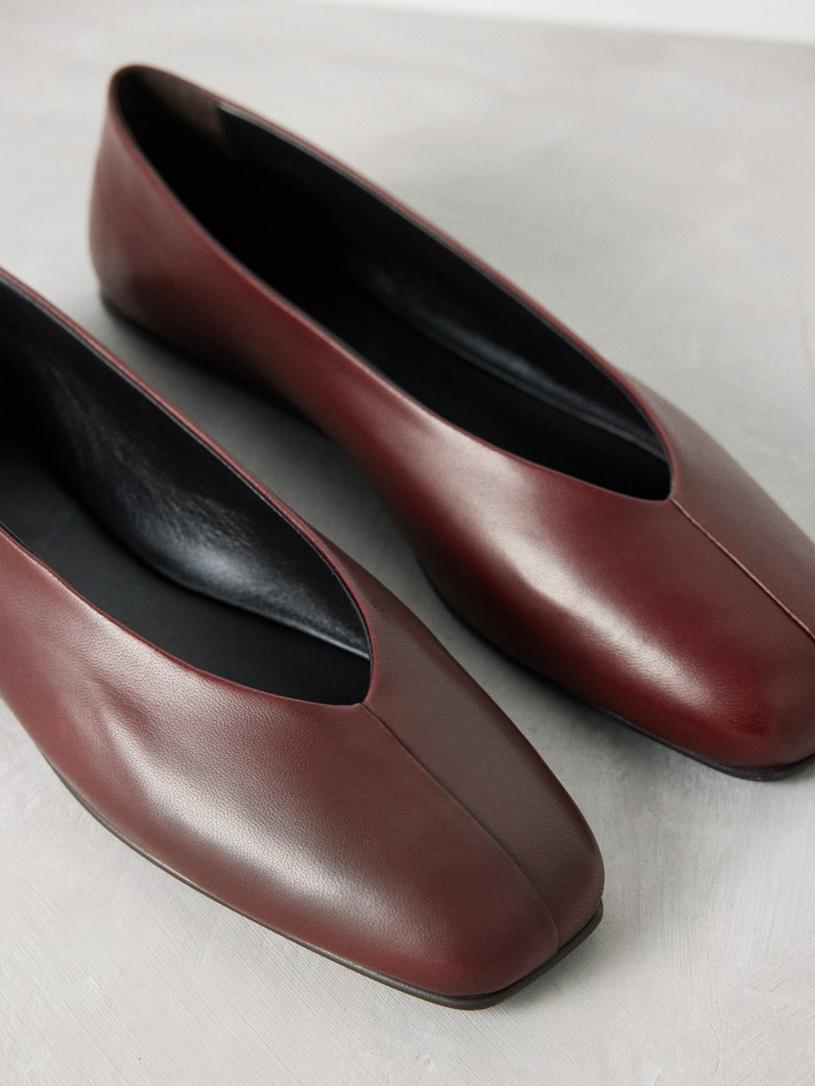 Burgundy Eva Two nappa leather ballet flats | The Row | MATCHES UK