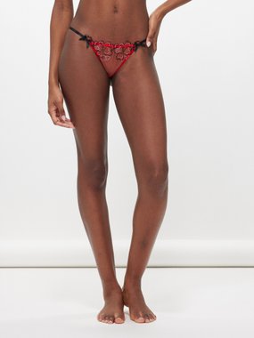 Agent Provocateur Maysie heart-embroidered tulle thong