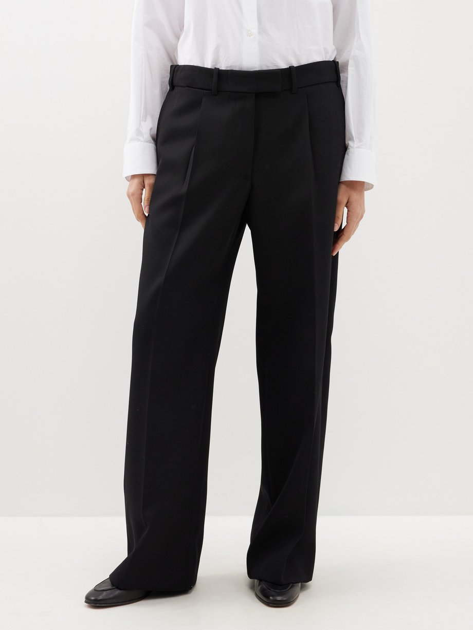 System Black Wool Twill Trousers System