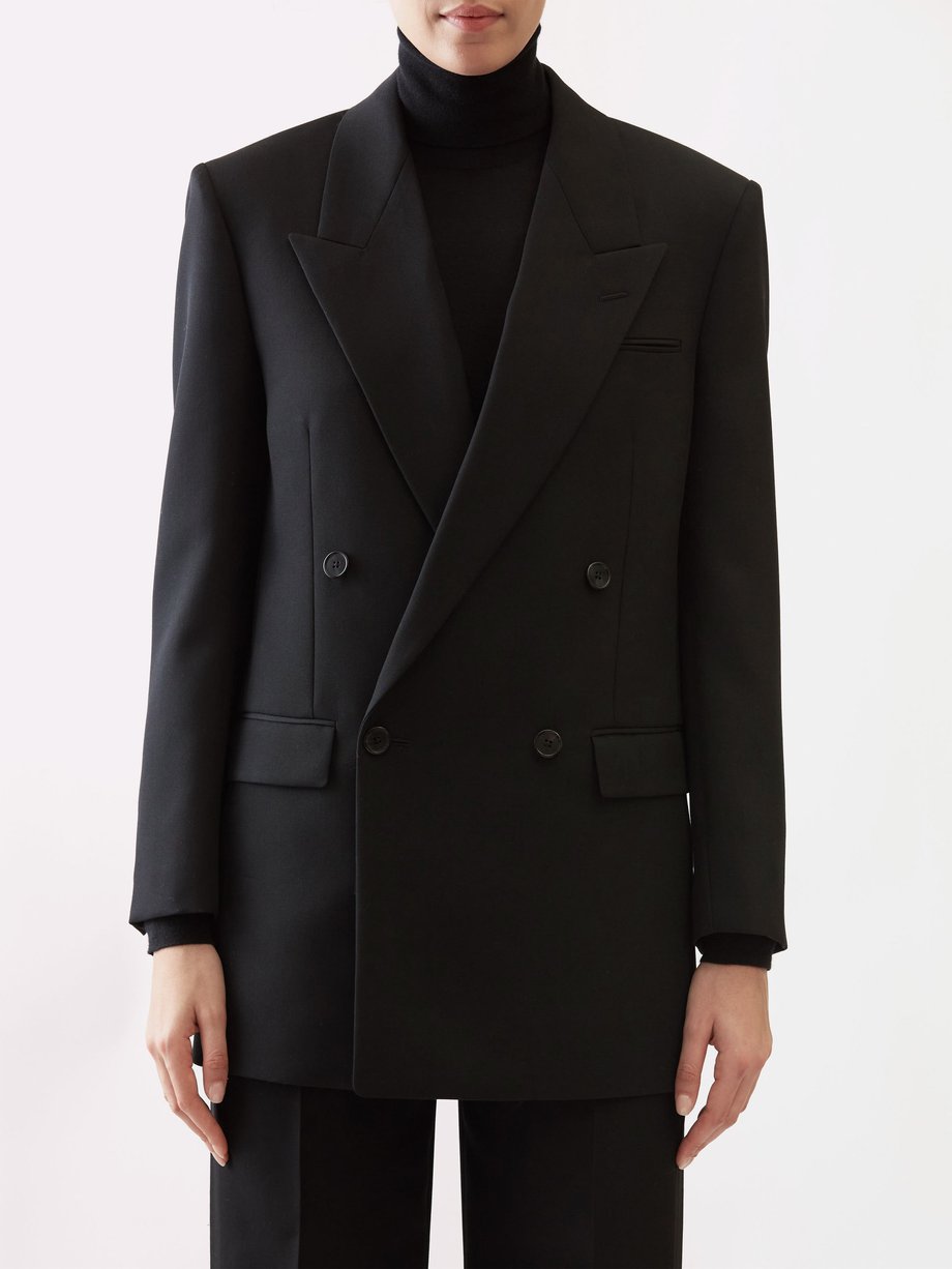 Black Myriam double-breasted twill suit jacket | The Row ...
