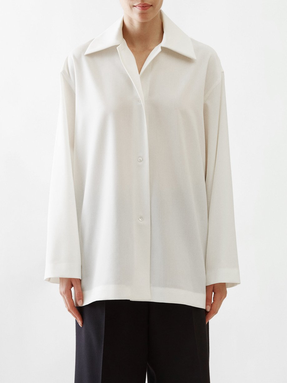 Neutral Rigel dropped-shoulder cotton-poplin shirt | The Row | MATCHES UK