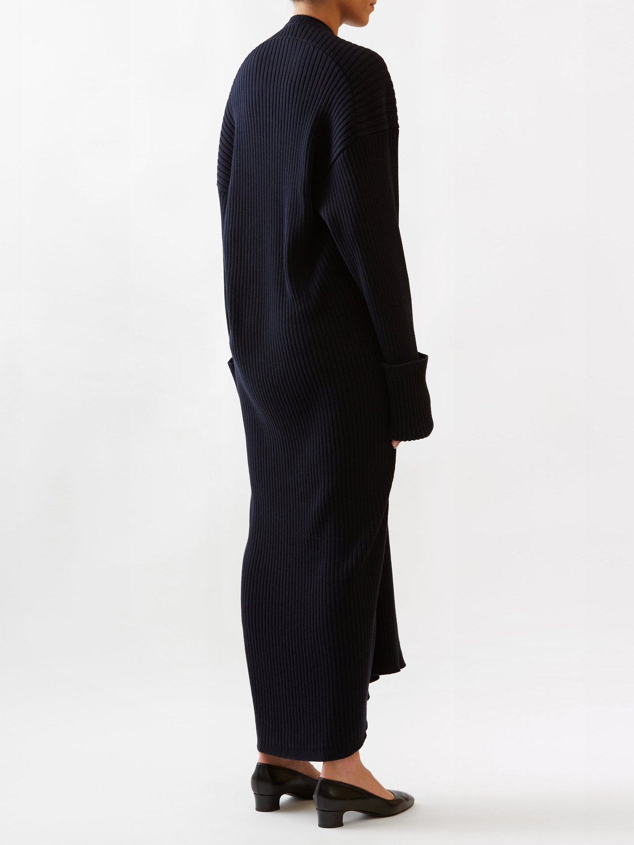 Navy Elodie V-neck ribbed-knit dress | The Row | MATCHESFASHION UK