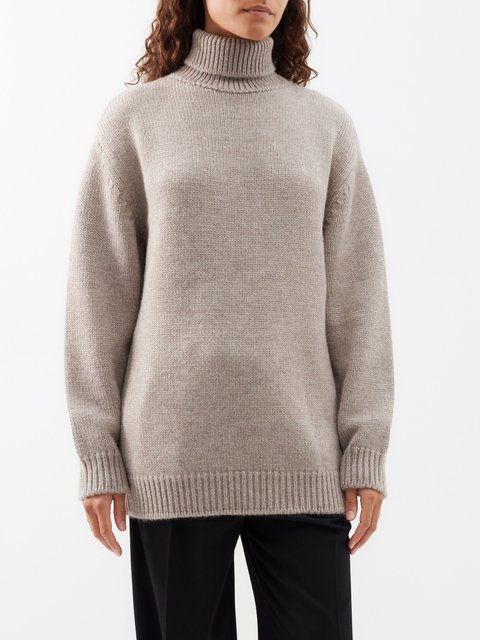 Beige Roll-neck wool-blend sweater, Toteme