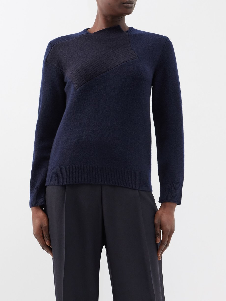 The Row Enid asymmetric-panel merino-blend sweater