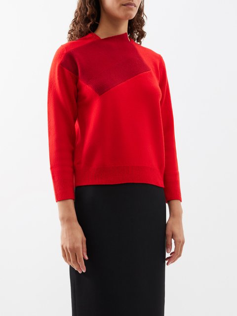 Red Exaggerated-cuff ribbed-knit sweater | LOEWE | MATCHES UK