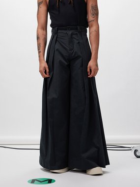 S.S. Daley Alexander pleated cotton wide-leg trousers