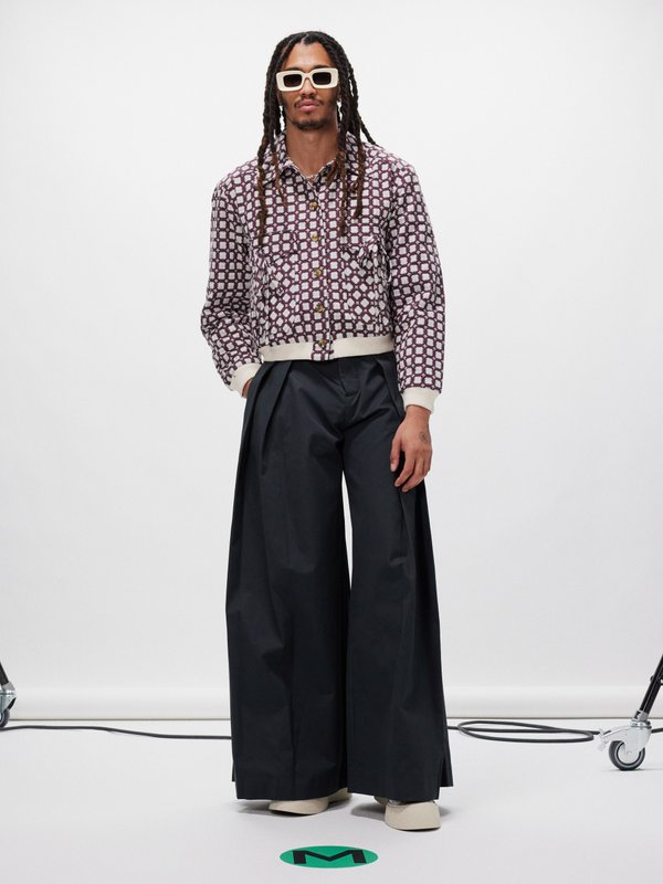 S.S. Daley Alexander pleated cotton wide-leg trousers