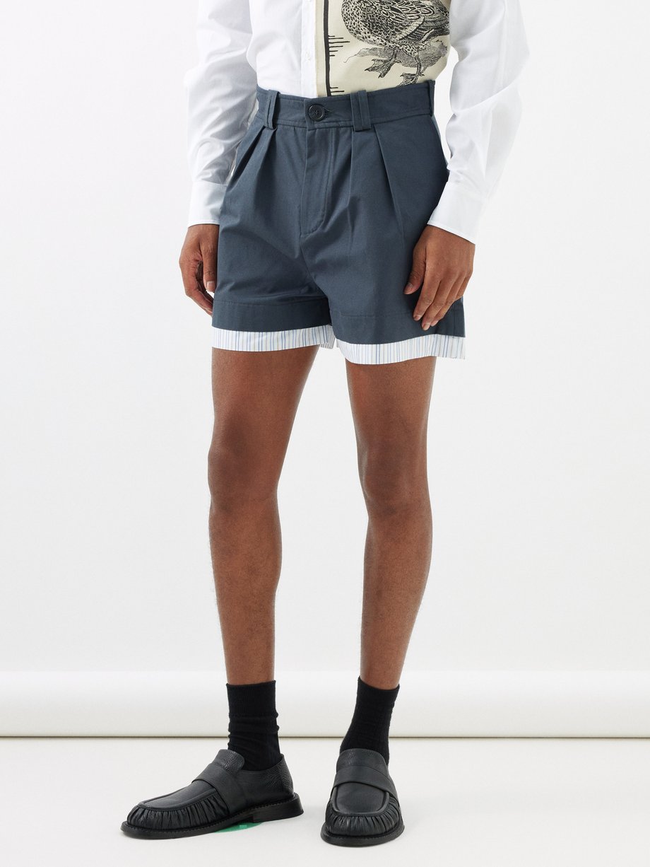 S.S. Daley Thomas pleated cotton-canvas shorts