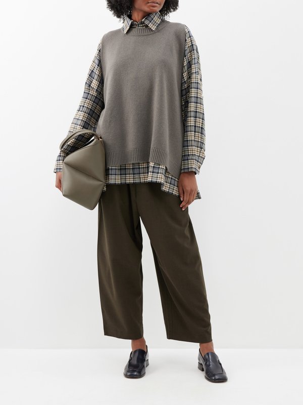 Eskandar Pantalon en laine à taille élastique