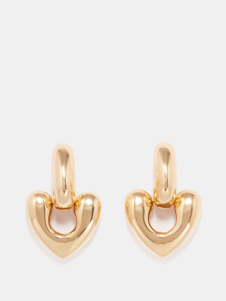 Annika Inez アニカ イネス Heart gold-filled sterling-silver drop earrings