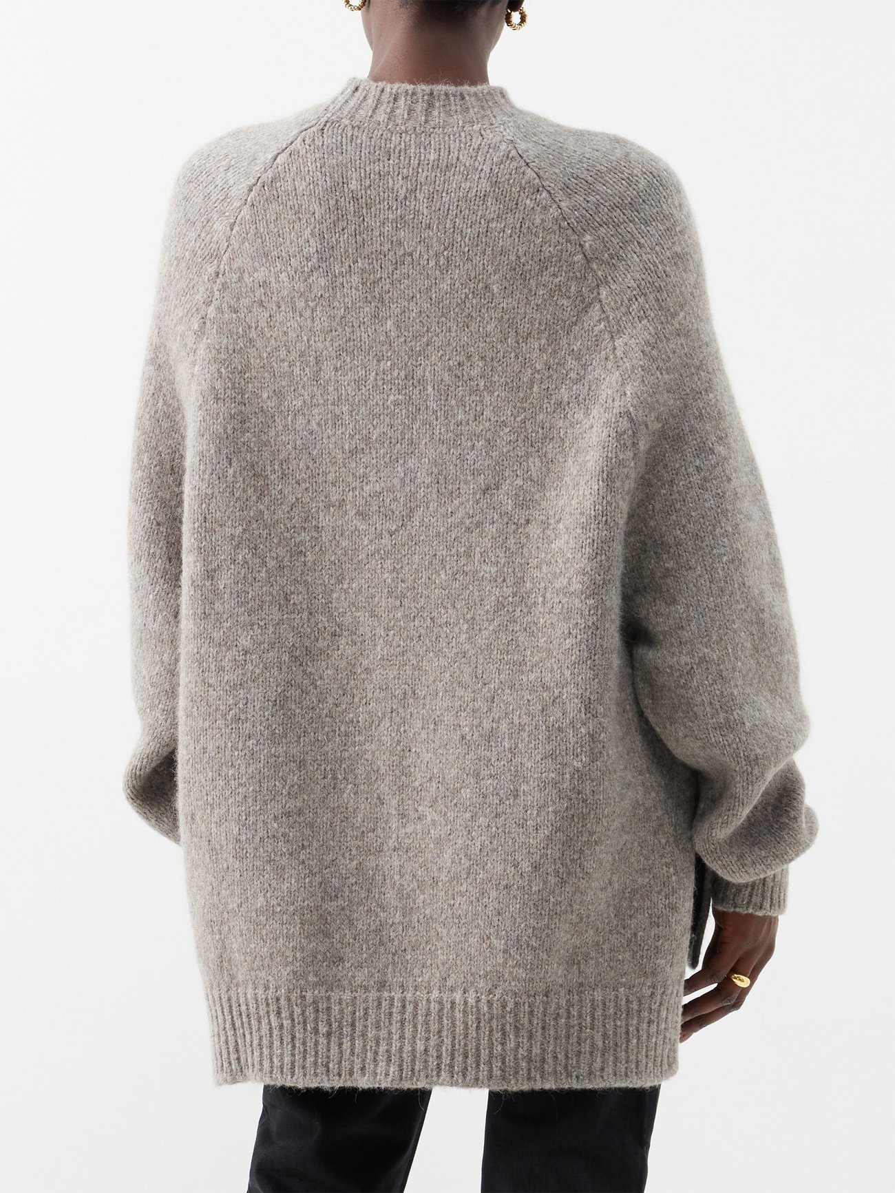 Raglan-sleeve wool blend jumper