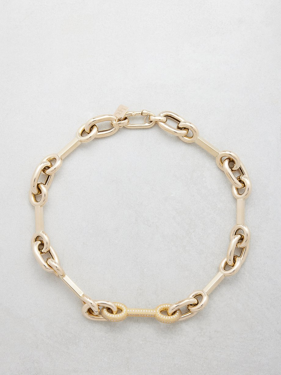 Lauren Rubinski Medium Link diamond & 14kt gold necklace