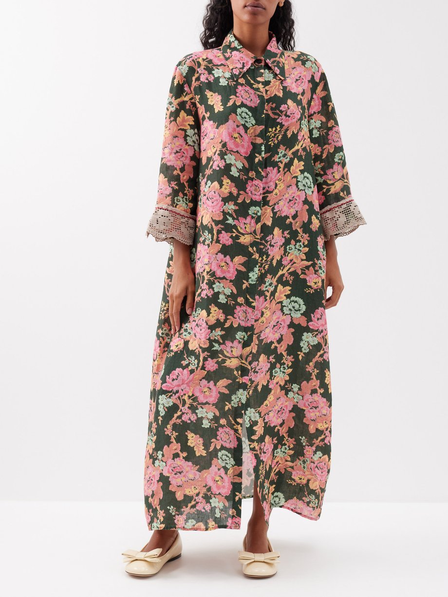 Green Titi floral-print linen maxi dress | By Walid | MATCHESFASHION UK