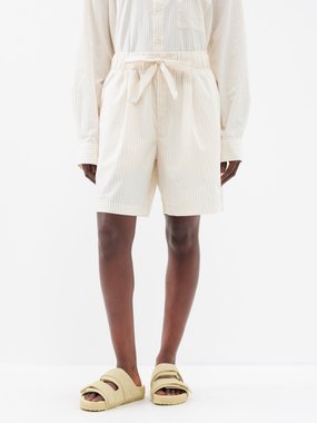 Birkenstock x Tekla Tekla Oversized striped organic-cotton pyjama shorts
