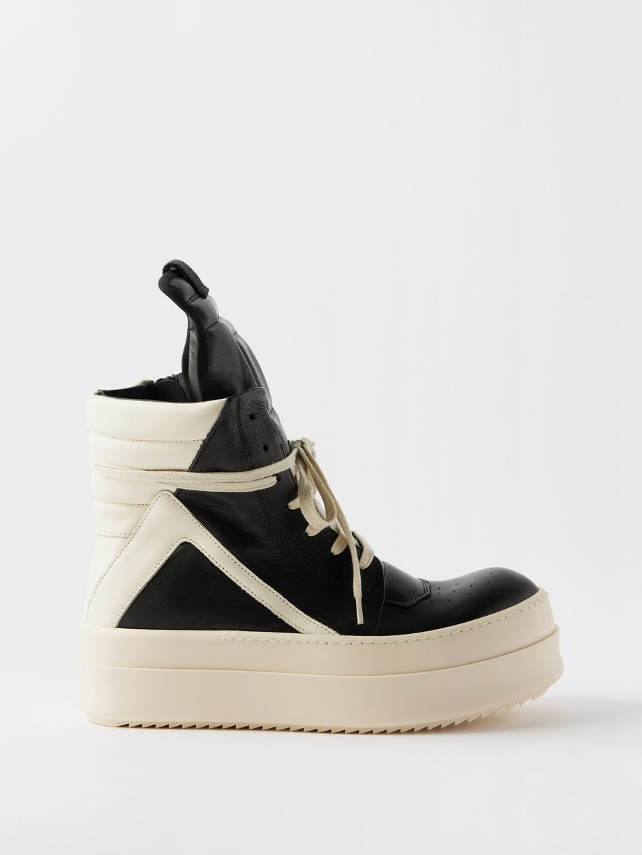 Black Bumper Geobasket leather high-top trainers | Rick Owens ...