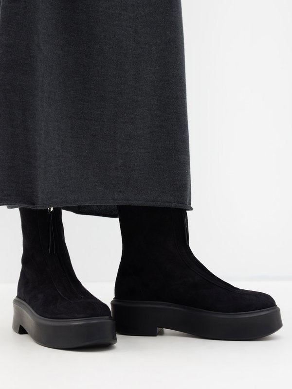 The Row Zipped suede ankle boots