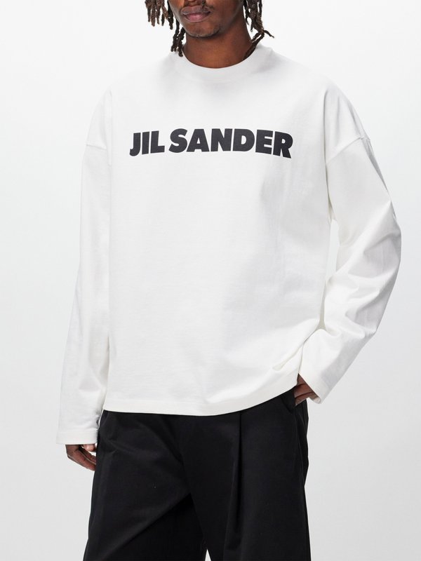 Jil Sander Haut oversize en jersey de coton à imprimé logo