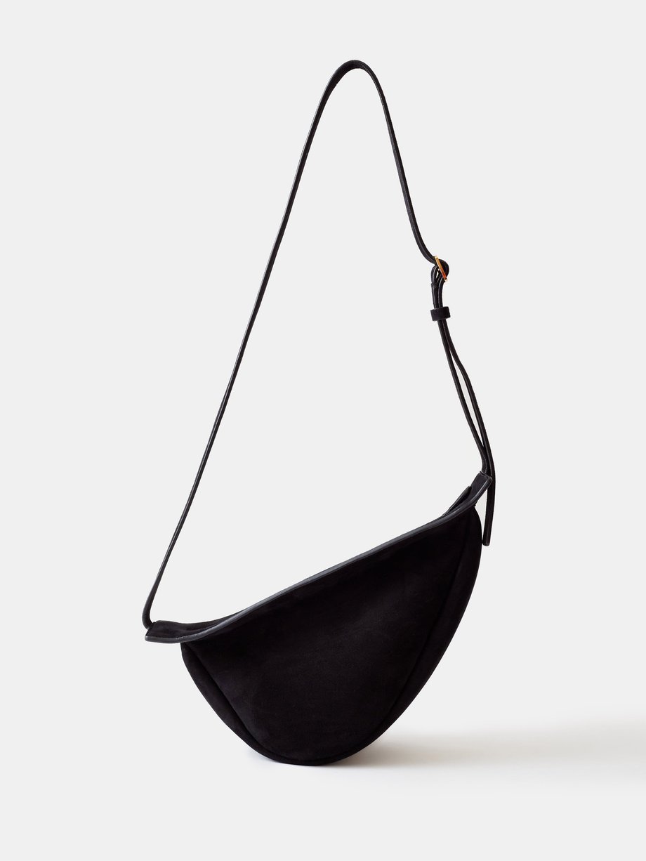 The Row Small Slouchy Banana suede cross-body bag