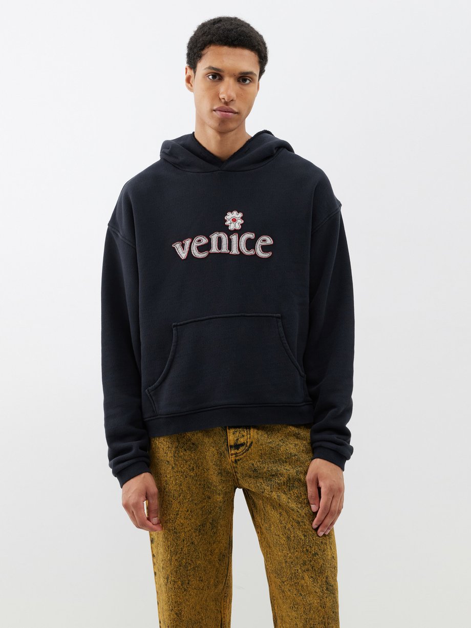 Venice-appliqué cotton-jersey hoodie video