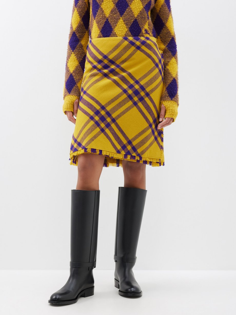 Yellow Checked wool skirt | Burberry | MATCHESFASHION US
