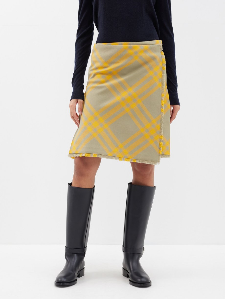 Burberry Asymmetric checked wrap skirt