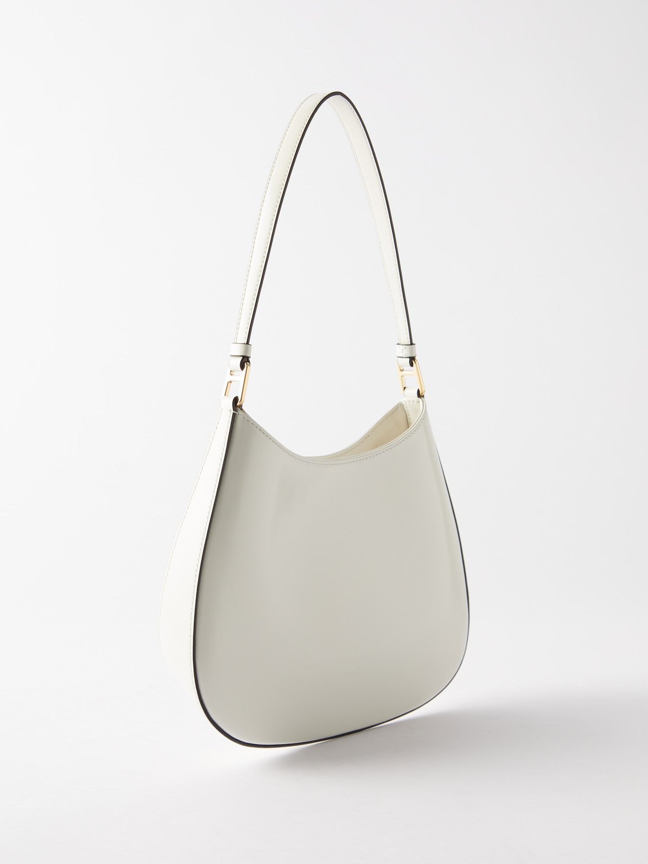 White Cleo flower-embossed leather shoulder bag