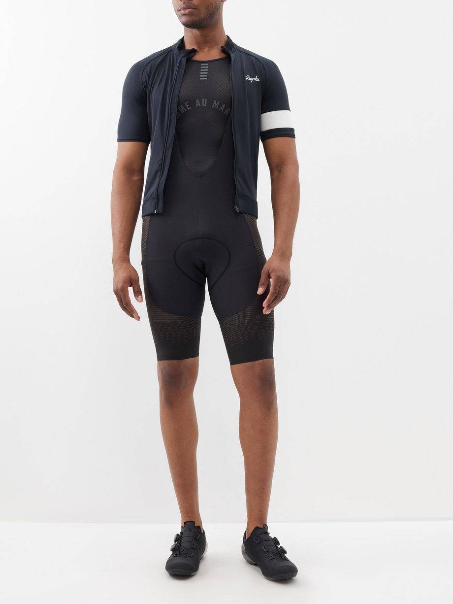 Black Pro Team Powerweave cycling bib shorts | rapha | MATCHES UK