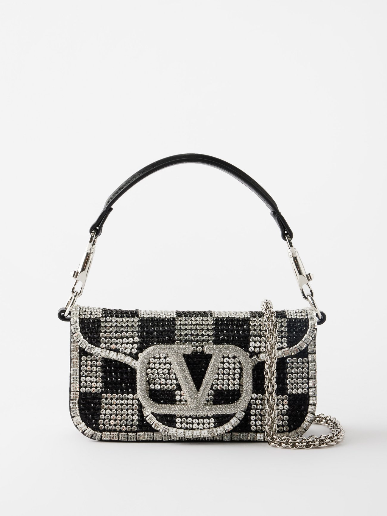 Valentino Garavani Locò Small Crystal-embellished Leather Bag