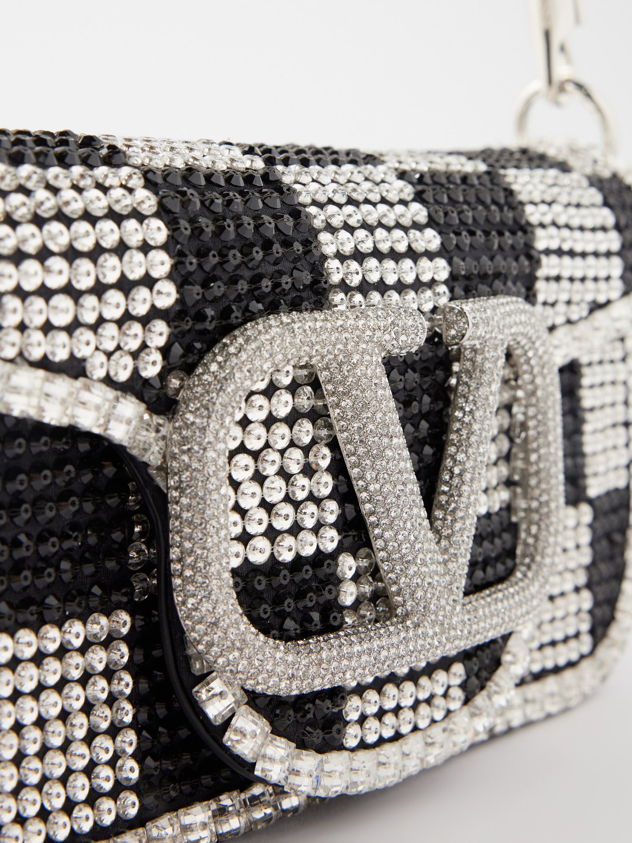 Black Locò small crystal-embellished leather bag, Valentino Garavani