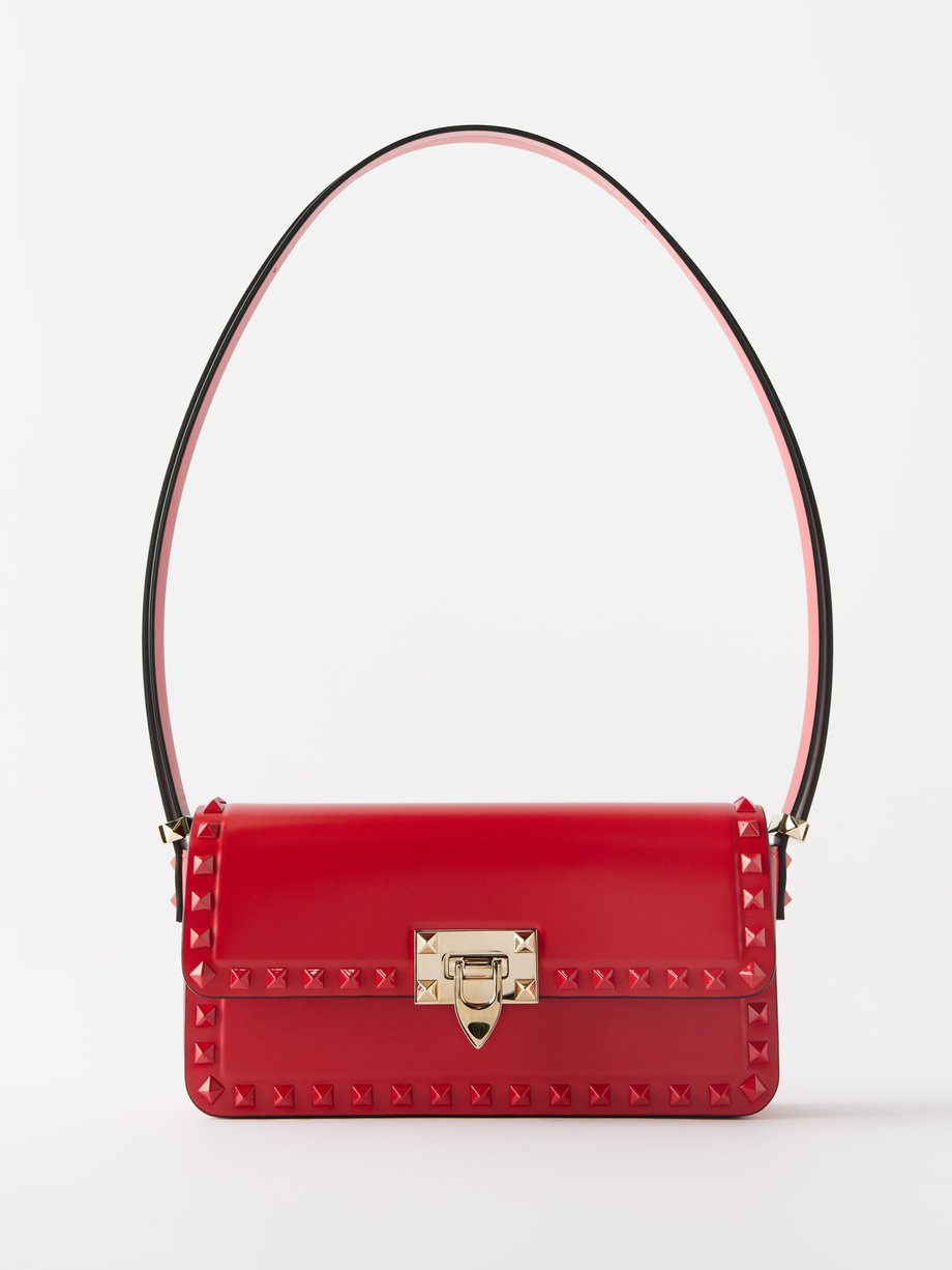 Rockstud spike leather backpack Valentino Garavani Red in Leather