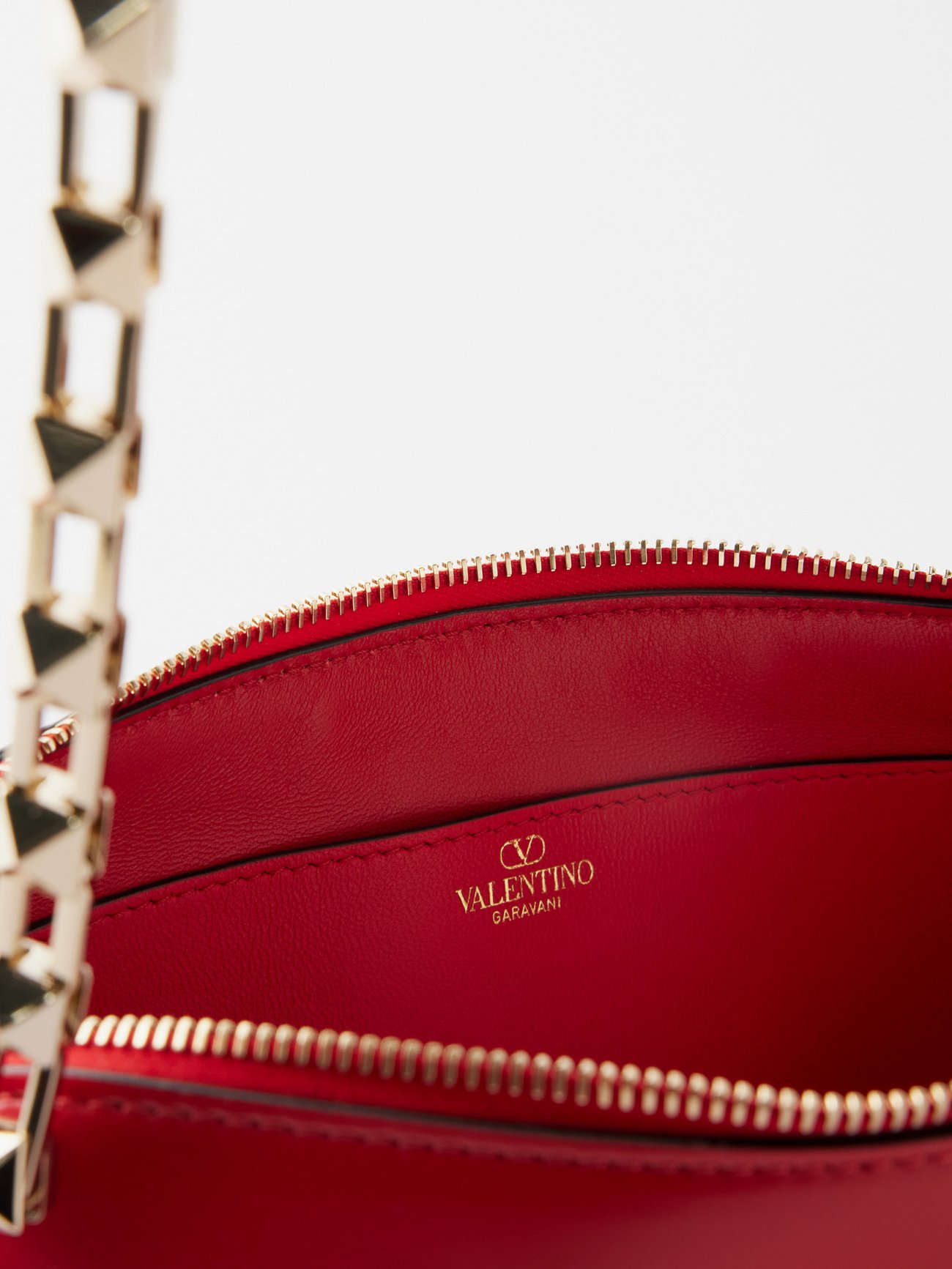 Valentino Red Leather Rockstud Wristlet Clutch Valentino