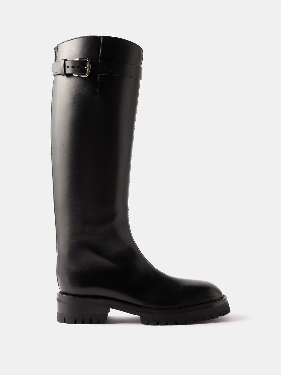 Black Nes leather knee-high boots | Ann Demeulemeester | MATCHES UK