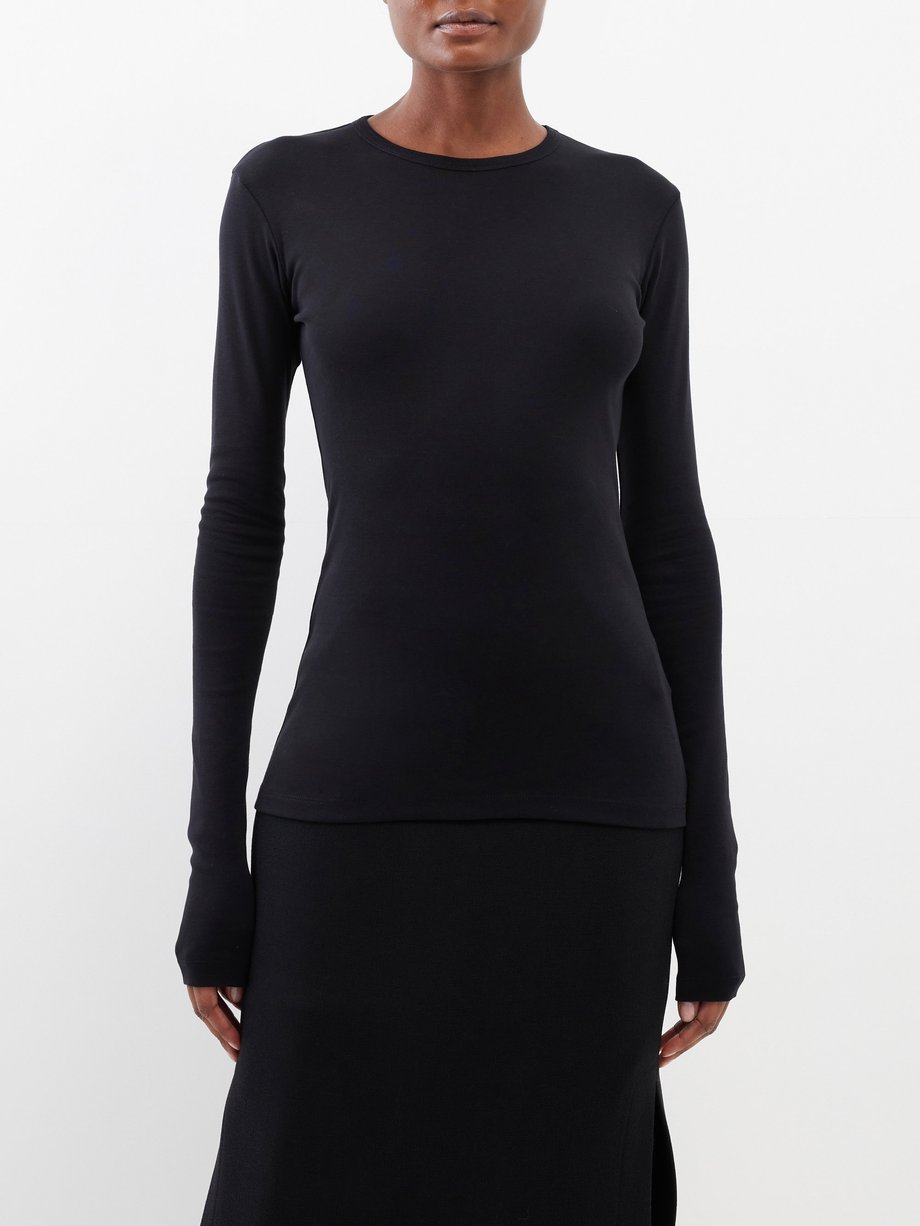 Black Fiene cotton-jersey long-sleeved T-shirt | Ann Demeulemeester ...