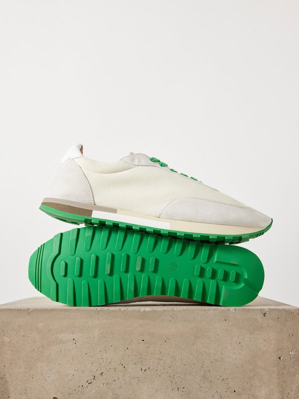 The Row Owen mesh and suede low-top trainers