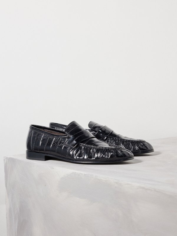 The Row Gathered eel leather loafers