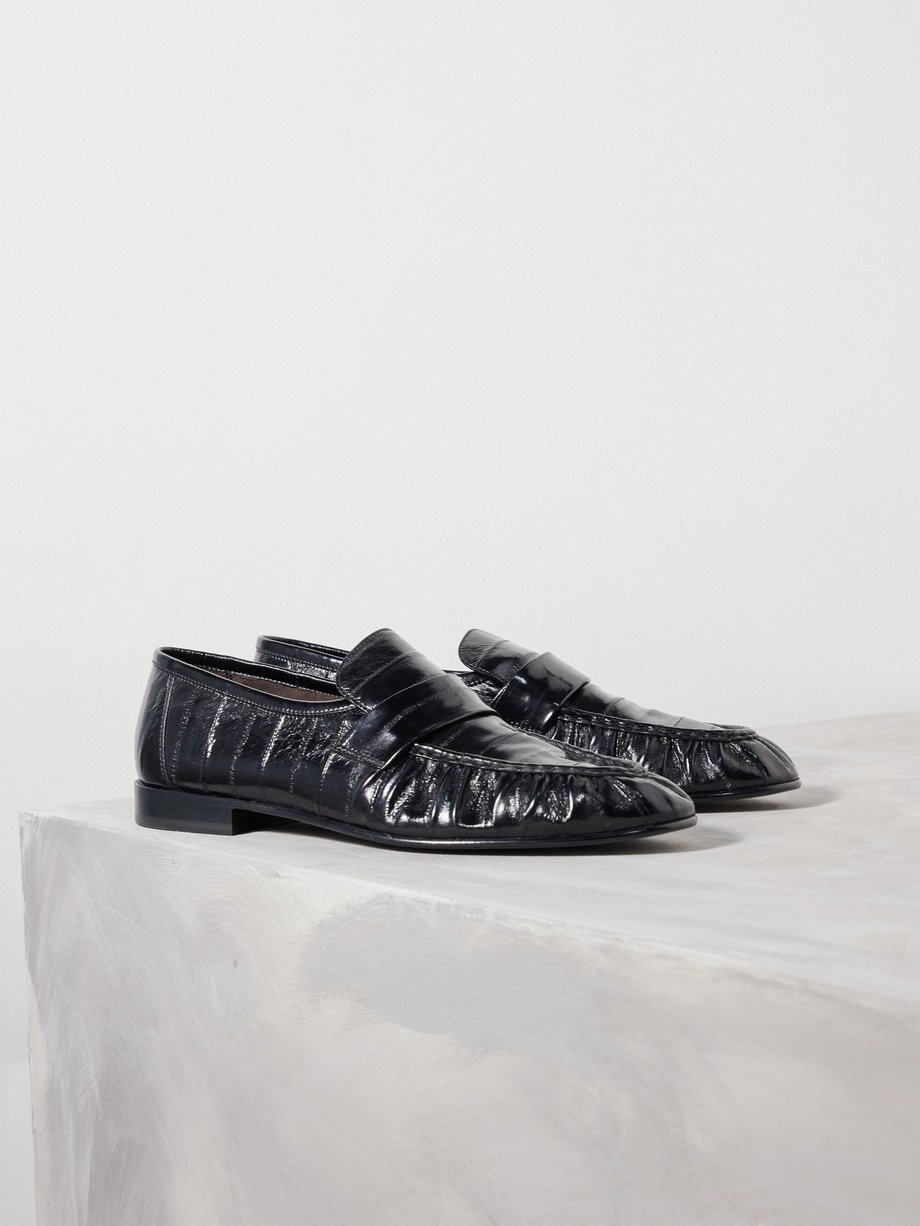 The Row Gathered eel leather loafers