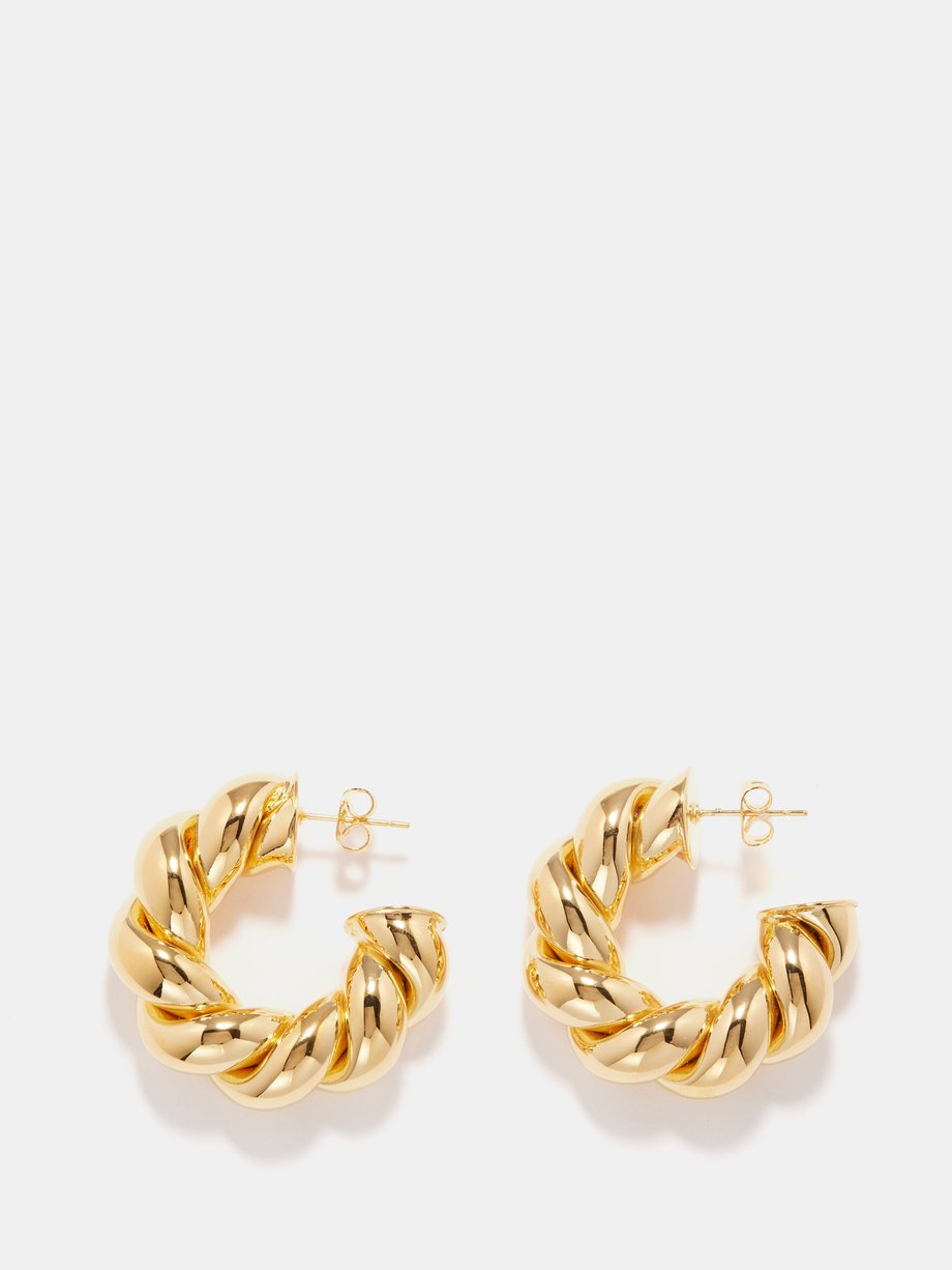 Joolz by Martha Calvo Mini Rope 14kt gold-plated hoop earrings