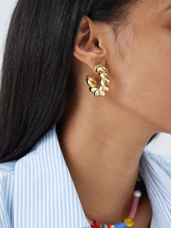 Joolz by Martha Calvo Mini Rope 14kt gold-plated hoop earrings