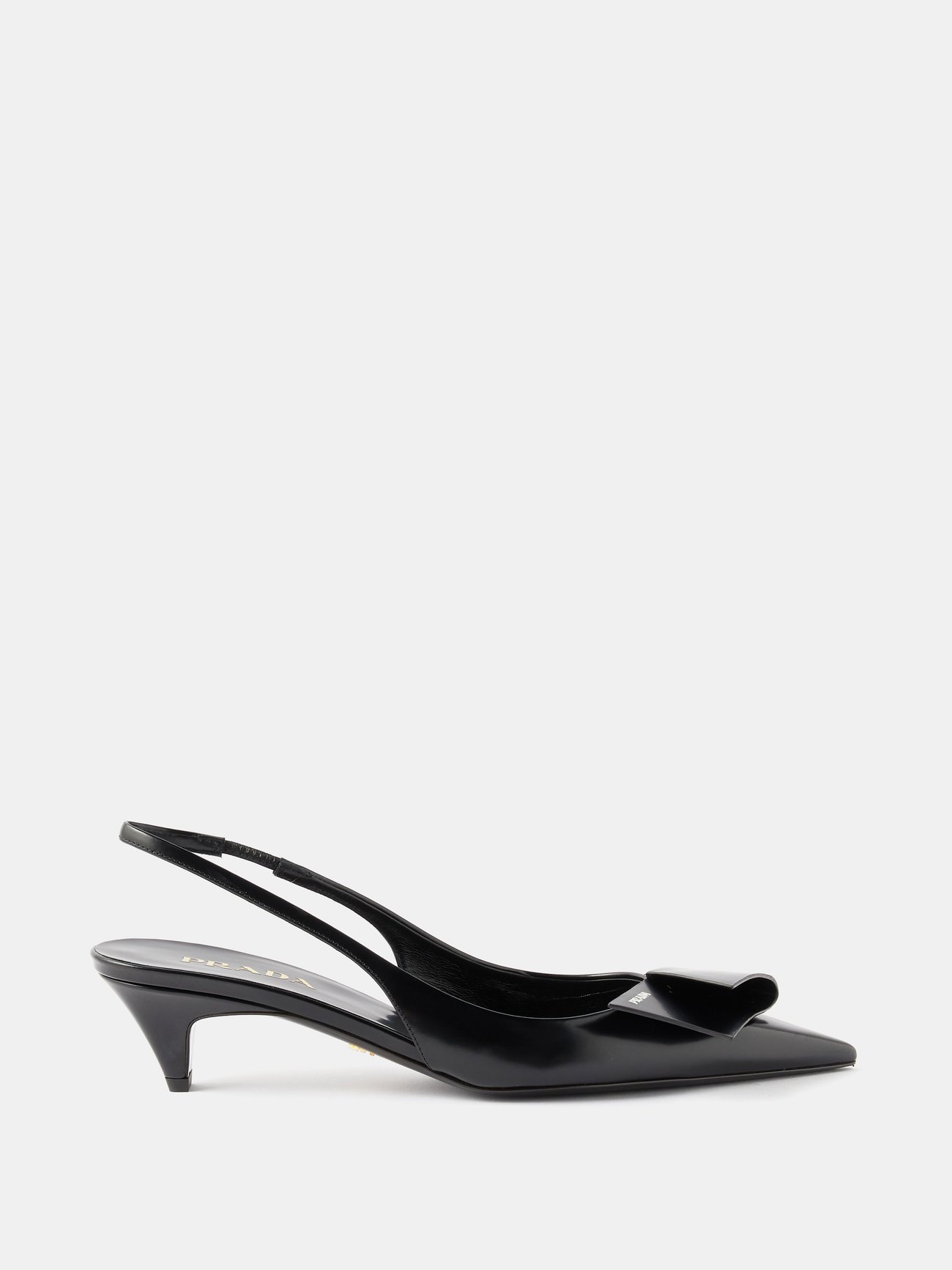 Leather Slingback Pumps in Black - Prada